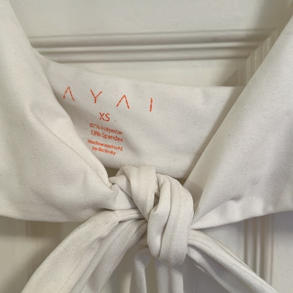 ARE YOU AM I white extra small Tie spaghetti strap tank top. - Picture 2 of 6